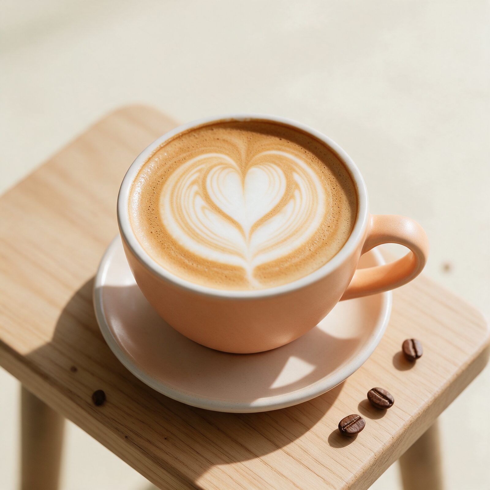Şeftali fincanda kalp desenli flat white